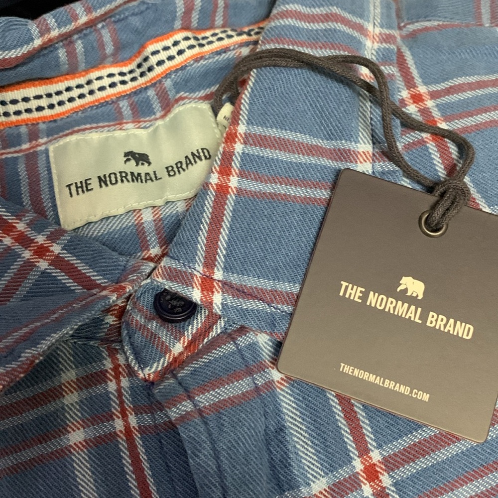 The Normal Brand Mens Pinstripe Longsleeve Button Up New - Picture 4 of 4